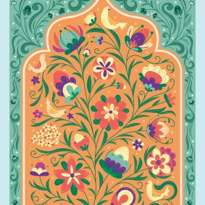 سجادة صلاة للأطفال والناشئة بنقشة الزهور والطيور